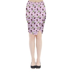 School Girl Pattern Pink Midi Wrap Pencil Skirt