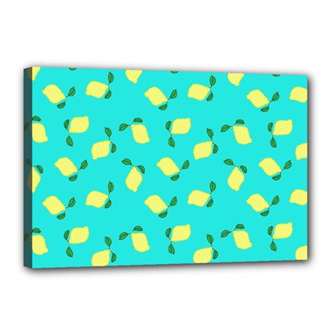 Lemons Blue Canvas 18  X 12  by snowwhitegirl