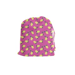 Lemons Pink Drawstring Pouch (medium) by snowwhitegirl