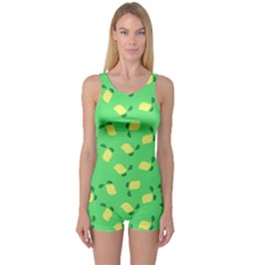 Lemons Green One Piece Boyleg Swimsuit by snowwhitegirl