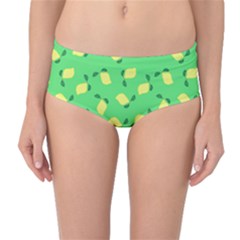 Lemons Green Mid-waist Bikini Bottoms by snowwhitegirl