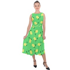 Lemons Green Midi Tie-back Chiffon Dress