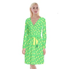 Lemons Green Long Sleeve Velvet Front Wrap Dress by snowwhitegirl