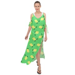 Lemons Green Maxi Chiffon Cover Up Dress