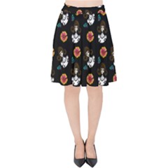 Girl With Dress Black Velvet High Waist Skirt by snowwhitegirl