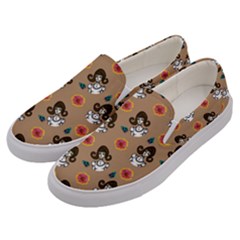 Girl With Dress Beige Men s Canvas Slip Ons by snowwhitegirl