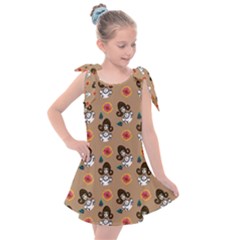 Girl With Dress Beige Kids  Tie Up Tunic Dress