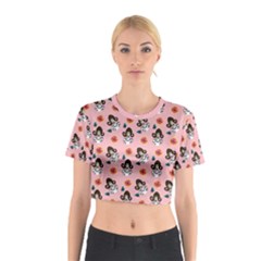 Girl With Dress  Pink Cotton Crop Top by snowwhitegirl