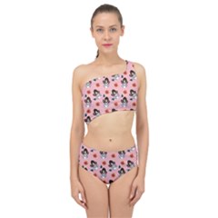 Girl With Dress  Pink Spliced Up Two Piece Swimsuit