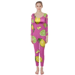 Lemons And Limes Pink Long Sleeve Catsuit by snowwhitegirl