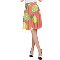 Lemons And Limes Peach A-line Skirt by snowwhitegirl