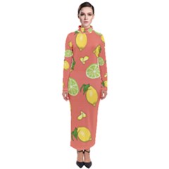 Lemons And Limes Peach Turtleneck Maxi Dress