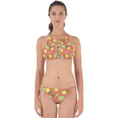 Lemons And Limes Peach Perfectly Cut Out Bikini Set by snowwhitegirl