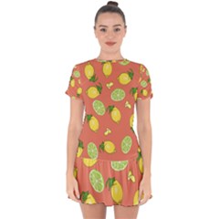 Lemons And Limes Peach Drop Hem Mini Chiffon Dress