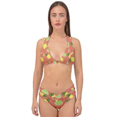 Lemons And Limes Peach Double Strap Halter Bikini Set