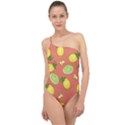 Lemons And Limes Peach Classic One Shoulder Swimsuit View1