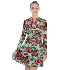 Fruit Branches Green Long Sleeve Panel Dress