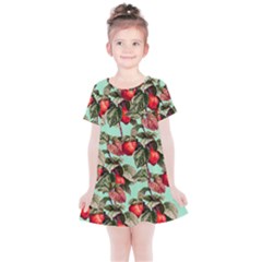 Fruit Branches Green Kids  Simple Cotton Dress