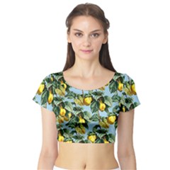 Fruit Branches Blue Short Sleeve Crop Top by snowwhitegirl