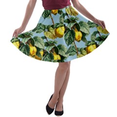 Fruit Branches Blue A-line Skater Skirt by snowwhitegirl