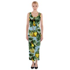 Fruit Branches Blue Fitted Maxi Dress by snowwhitegirl