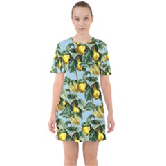 Fruit Branches Blue Sixties Short Sleeve Mini Dress by snowwhitegirl