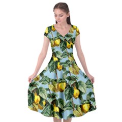 Fruit Branches Blue Cap Sleeve Wrap Front Dress by snowwhitegirl