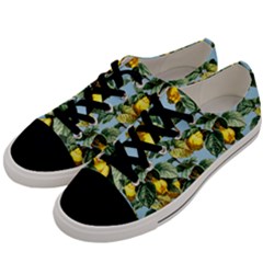 Fruit Branches Blue Men s Low Top Canvas Sneakers by snowwhitegirl