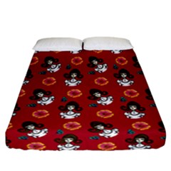 Girl With Dress Red Fitted Sheet (california King Size) by snowwhitegirl