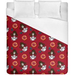 Girl With Dress Red Duvet Cover (california King Size) by snowwhitegirl