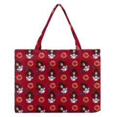 Girl With Dress Red Zipper Medium Tote Bag by snowwhitegirl