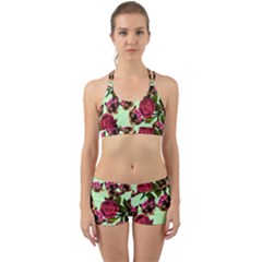 Lazy Cat Floral Pattern Green Back Web Gym Set by snowwhitegirl