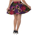 Lazy Cat Floral Pattern Purple Velvet Skater Skirt View2