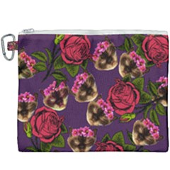 Lazy Cat Floral Pattern Purple Canvas Cosmetic Bag (xxxl) by snowwhitegirl