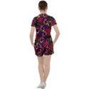 Lazy Cat Floral Pattern Purple Women s Tee and Shorts Set View2