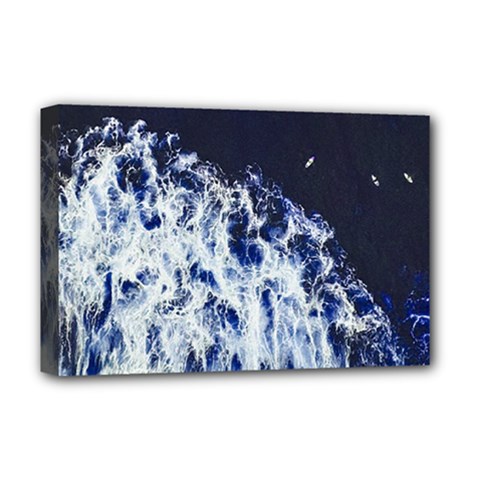 Blue Waves Sea Deluxe Canvas 18  X 12   by snowwhitegirl