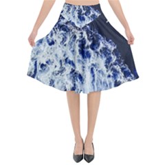 Blue Waves Sea Flared Midi Skirt by snowwhitegirl