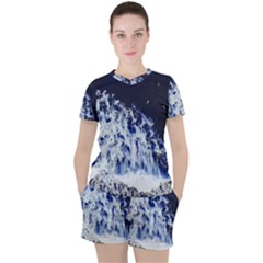 Blue Waves Sea Women s Tee And Shorts Set