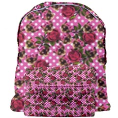 Lazy Cat Floral Pattern Pink Polka Giant Full Print Backpack by snowwhitegirl