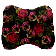 Lazy Cat Floral Pattern Black Velour Head Support Cushion