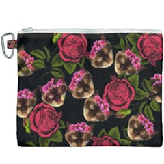 Lazy Cat Floral Pattern Black Canvas Cosmetic Bag (xxxl) by snowwhitegirl