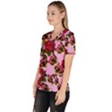 Lazy Cat Floral Pattern Pink Scrub Top View2