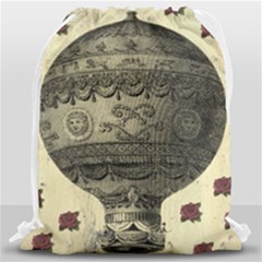 Vintage Air Balloon With Roses Drawstring Bag (large) by snowwhitegirl