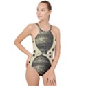 Vintage Air Balloon With Roses High Neck One Piece Swimsuit View1