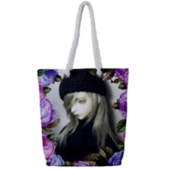 Doll Floral Full Print Rope Handle Tote (small) by snowwhitegirl