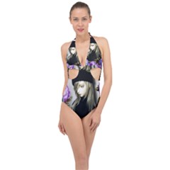 Doll Floral Halter Front Plunge Swimsuit