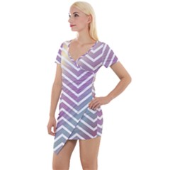 Ombre Zigzag 01 Short Sleeve Asymmetric Mini Dress by snowwhitegirl