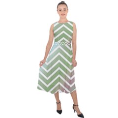 Ombre Zigzag 02 Midi Tie-back Chiffon Dress