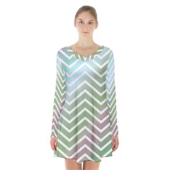 Ombre Zigzag 02 Long Sleeve Velvet V-neck Dress