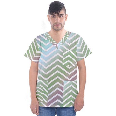 Ombre Zigzag 02 Men s V-neck Scrub Top by snowwhitegirl